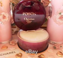 100%AUTHENTIC HUGE RARE DIOR POISON VINTAGE PERFUMED TALCUM DUSTING POWDER &PUFF