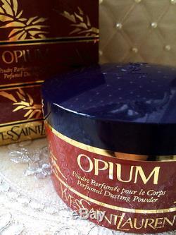 100% Authentic Huge Vintage Ysl Opium Perfumed Talcum Talc Dusting Powder&puff