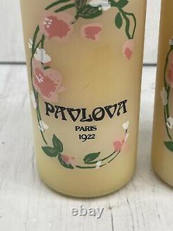 2 Pavlova Paris 1922 Perfumed Dusting Powder Payot 4 oz Bottles Vintage Partial