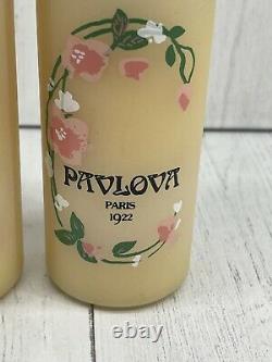 2 Pavlova Paris 1922 Perfumed Dusting Powder Payot 4 oz Bottles Vintage Partial