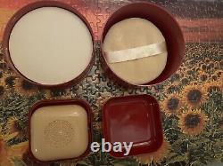 3 Cinnabar limited edition Red Jar Style Vases Plus Dusting powder And Perfume