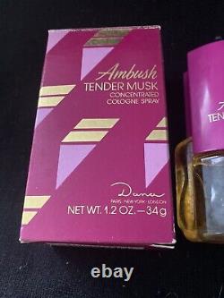 4 PC DANA AMBUSH TENDER MUSK COLOGNE 1 Oz DUSTING POWDER 4 Oz DEODORANT 1 Oz NOS