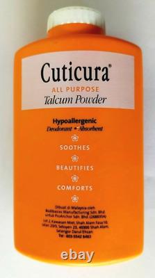 4 X 75g ORIGINAL CUTICURA ALL PURPOSE TALCUM POWDER, DEODORANT & ABSORBENT