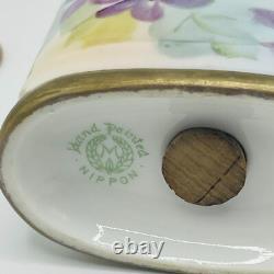 Antique Hand Painted Nippon Dusting Shaker Powder Perfume Talc Vanity Pansies