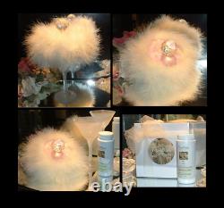 Big Down Feather Trimmed Puff with Perfumed Body Dusting Powder & Stand Vanity Set