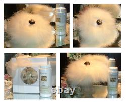 Big Down Feather Trimmed Puff with Perfumed Body Dusting Powder & Stand Vanity Set