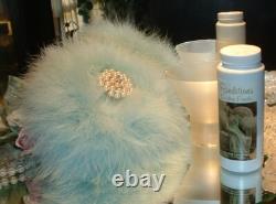 Big Down Feather Trimmed Puff with Perfumed Body Dusting Powder & Stand Vanity Set