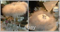 Big Down Feather Trimmed Puff with Perfumed Body Dusting Powder & Stand Vanity Set
