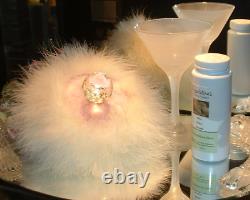 Big Down Feather Trimmed Puff with Perfumed Body Dusting Powder & Stand Vanity Set