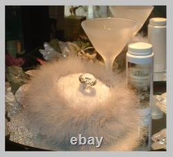 Big Down Feather Trimmed Puff with Perfumed Body Dusting Powder & Stand Vanity Set