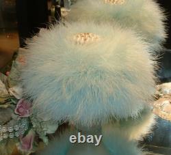 Big Down Feather Trimmed Puff with Perfumed Body Dusting Powder & Stand Vanity Set