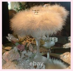 Big Down Feather Trimmed Puff with Perfumed Body Dusting Powder & Stand Vanity Set