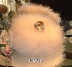 Big Down Feather Trimmed Puff with Perfumed Body Dusting Powder & Stand Vanity Set