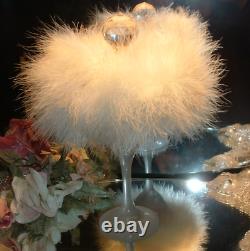 Big Down Feather Trimmed Puff with Perfumed Body Dusting Powder & Stand Vanity Set