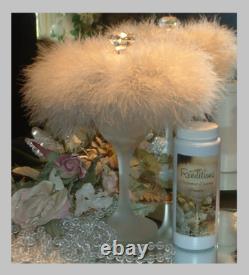 Big Down Feather Trimmed Puff with Perfumed Body Dusting Powder & Stand Vanity Set