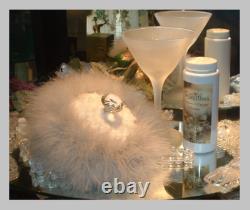 Big Down Feather Trimmed Puff with Perfumed Body Dusting Powder & Stand Vanity Set