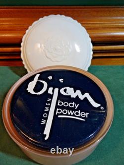 Bijan Perfumed Dusting Powder In Fireking Vitrock Milk Glass Jar, Unused, 4.5 D