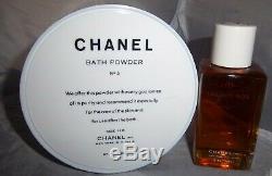 CHANEL NO 5 PERFUMED DUSTING BATH POWDER 4 OZ size 110 & 3 oz Bath Oil Set NEW