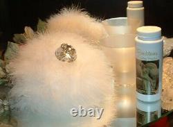 CHOOSE Designer Type SCENT Dusting Body Bath Powder Down Feather Trim Puff Set