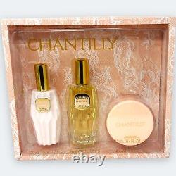 Chantilly Perfume Dusting Powder 1.7 Oz Eau De Toilette Spray 3.5 Oz Lotion 4 Oz