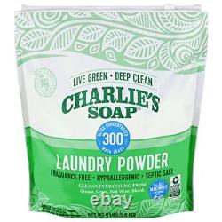 Charlie's Soap Laundry Powder (300 Loads, 1 Pack) Fragrance Free Hypoallergenic