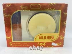 Coty Wild Musk Gift Set Spray Cologne 1.5 fl oz & Dusting Powder 4 oz VTG NOS