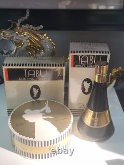 Dana Tabu 3.0oz Spray and 4.25oz Dusting powder Set in Original Boxes Vintage