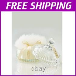 Elegant Lambs Wool Powder Puff and Crystal Dish