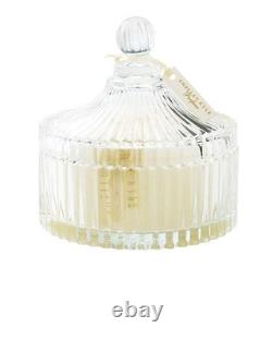 Elegant Lambs Wool Powder Puff and Crystal Dish