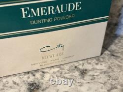 Emeraude Coty 4oz Dusting Perfume Body Powder with Puff NEW OLD STOCK Discontinued