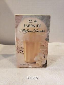 Emeraude by Coty Powder Puff On Powder New Open Box NOS Rare 4 Oz