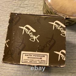 Faberge WOODHUE Bath Powder Perfumed Dusting Body Talc with Puff Vintage NOS
