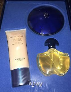 HTF Guerlain Paris Shalimar Gift Set Eau De Toilette Gel Perfumed Dusting Powder
