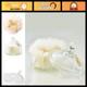 Handmade Lambs Wool Dusting Powder Puff 7x7 with Elegant Crystal Dish Luxury