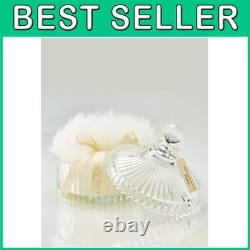 Handmade Lambs Wool Dusting Puff & Crystal Dish Set