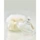Handmade Lambs Wool Dusting Puff with Elegant Dish