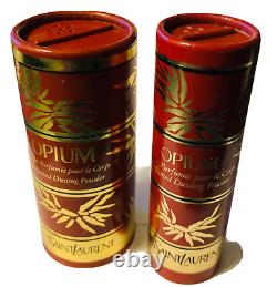 LOT OF 2PCS VINTAGE YSL OPIUM PERFUMED DUSTING POWDER 1.25oz and 0.75oz=2oz NEW