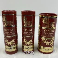 LOT x3 OPIUM by Yves Saint Laurent Perfumed Dusting Powder 1.25.75 Oz Vintage