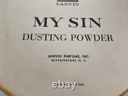 Lanvin My Sin Dusting Powder Black Round Container 9 oz Puff Parfums Vintage