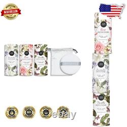 Lavender, Rose, and Vanilla Talc-Free Body Powder Gift Set with Puff Organic