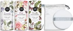 Lavender, Rose, and Vanilla Talc-Free Body Powder Gift Set with Puff Organic