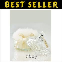 Luxury Body Powder Puff with Crystal Dish Handmade, Fragrance-Free & Hygienic