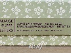 NOS Aliage 2.5 oz Dusting Powder Estee Lauder 3.10 Oz Fragrance Spray Gift Set