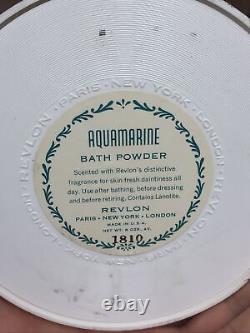 NOS SEALED NEW Revlon 8oz Bath Dusting Powder Puff Duster Aquamarine Scent 1810