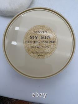 New Vintage My Sin Lanvin Perfume Dusting Powder 7 oz Boxed