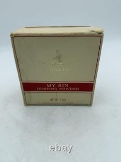 New Vintage My Sin Lanvin Perfume Dusting Powder 7 oz Boxed