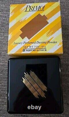 PRIMO! LUXURY PERFUMED DUSTING POWDER 85G 3oz Full Size NIB Black Gold Yellow