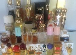 Perfume Lot of 40 Womens Perfumes Mini Size partial & some fullDusting Powders