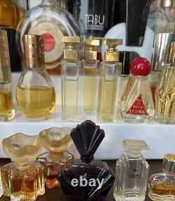 Perfume Lot of 60 Womens Perfumes Mini Size partial & some fullDusting Powders