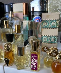 Perfume Lot of 60 Womens Perfumes Mini Size partial & some fullDusting Powders